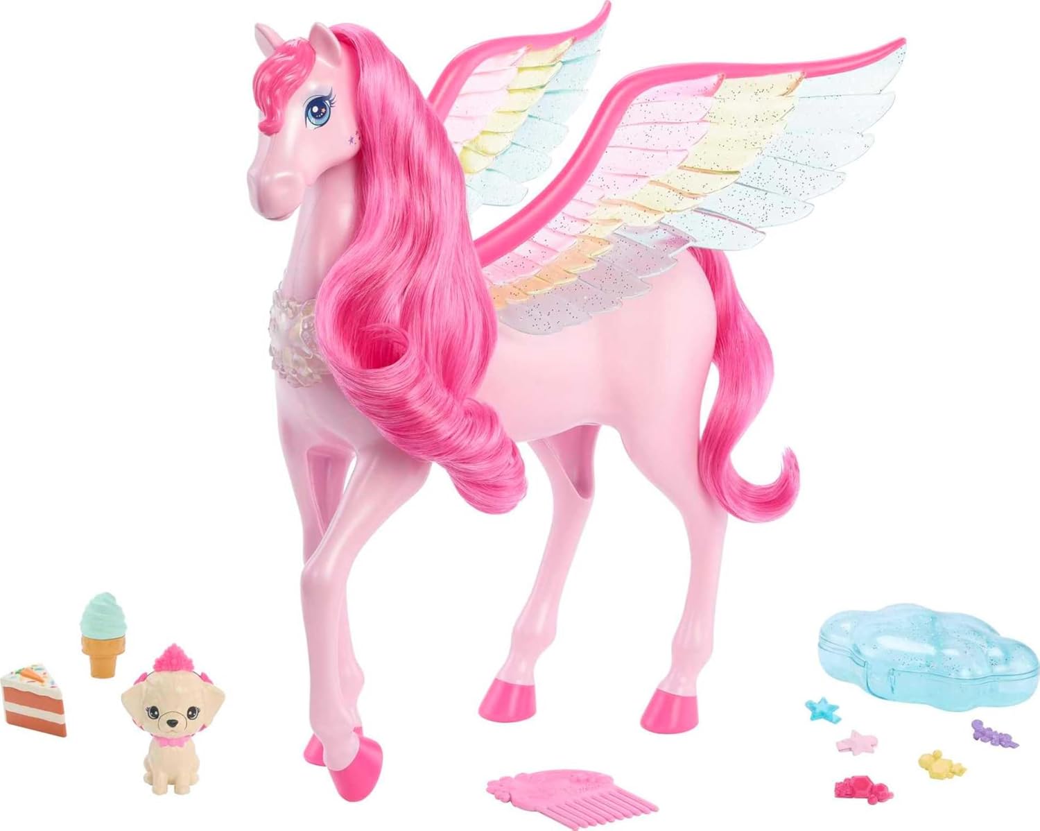 Barbie Pegasus Jouet cheval ailé rose inspiré de Barbie Une touche de magie à partir de 3 ans